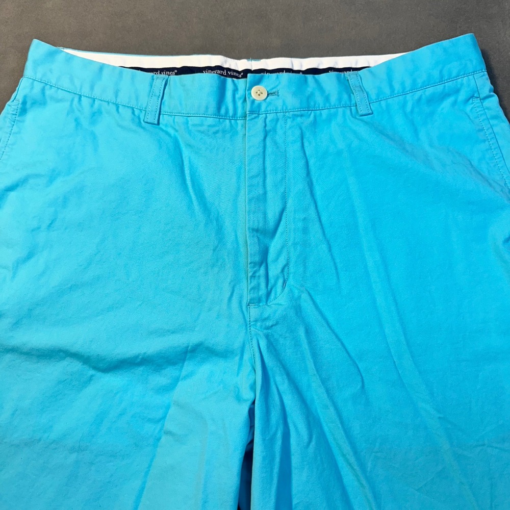 Vineyard Vines Links Shorts Men 34 Blue Flat Front Cotton Chino Excellent